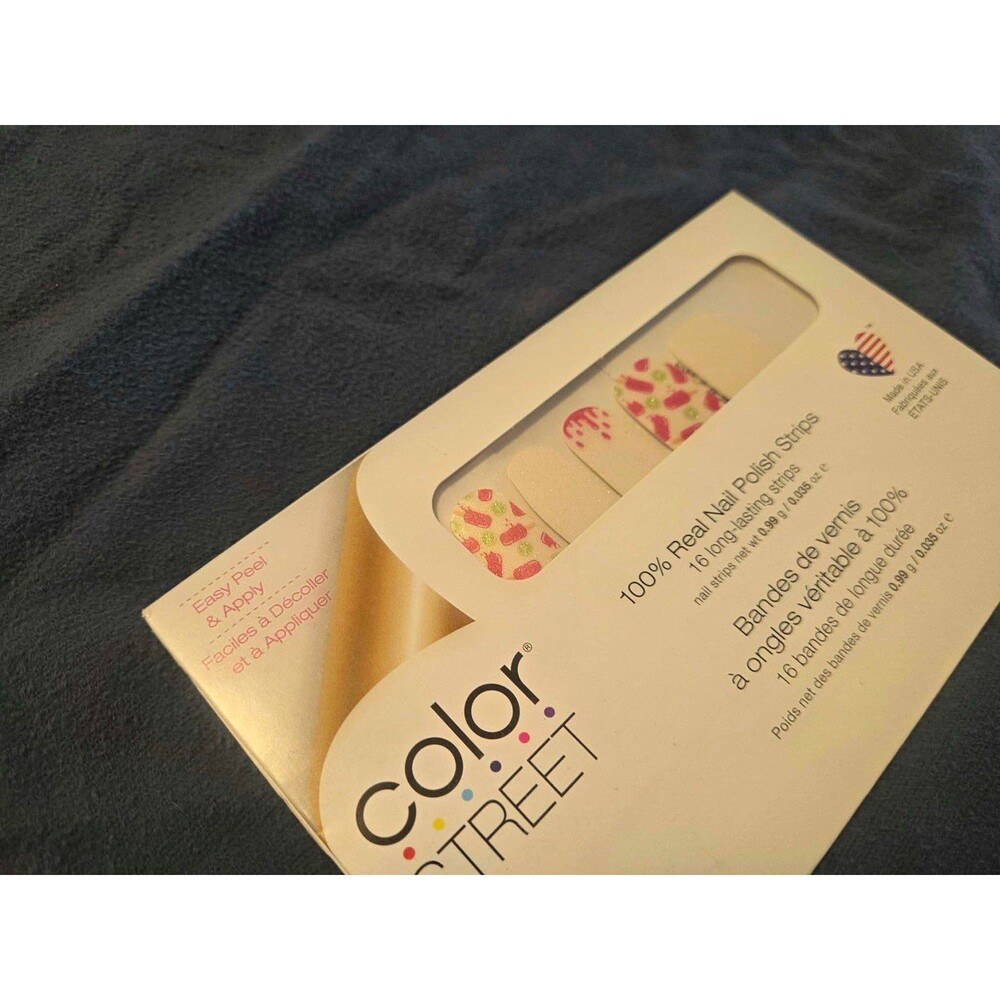 Color Street White/Pink/Green Glitter Nail Polish Strips Pop it Like It’s Hot